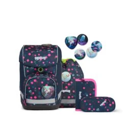 Ergobag Cubo PhantBärsiewelt Glow - Grundschulranzen Set 5-teilig In Lila/rosa